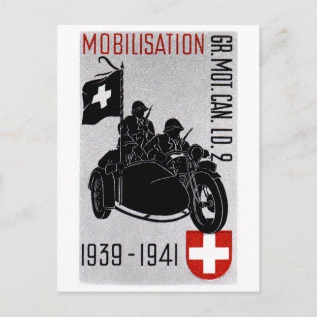 WWII Swiss Recon Motorcycle Postcard (Front)