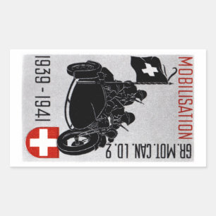 WWII Swiss Recon Motorcycle Rectangular Sticker