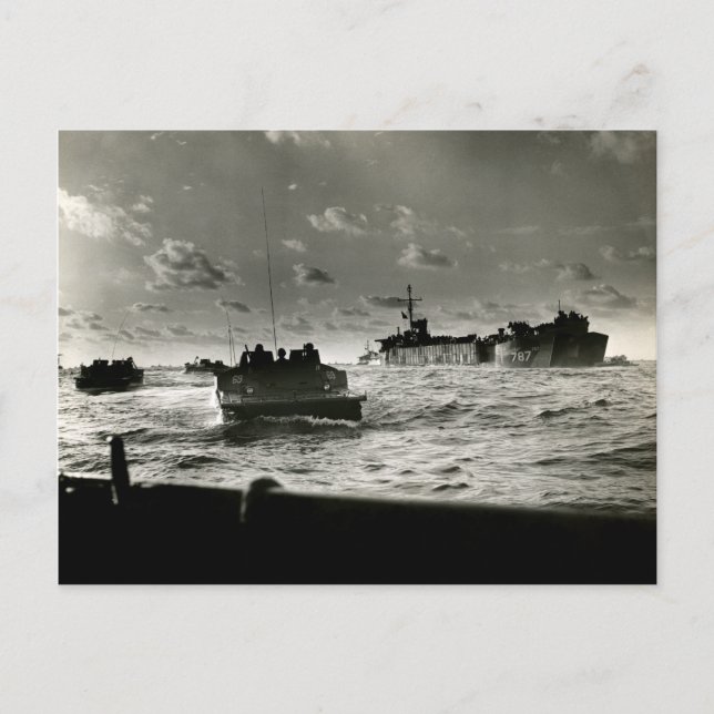 WWII US Marines assault Iwo Jima Postcard (Front)