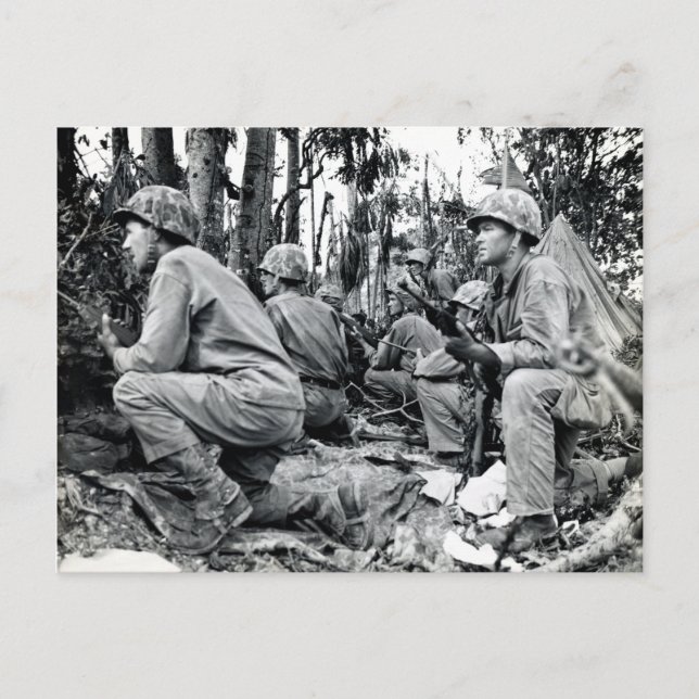 WWII US Marines on Peleliu Postcard (Front)