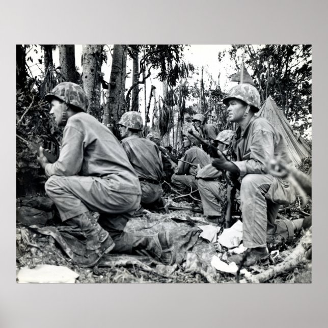 WWII US Marines on Peleliu Poster (Front)