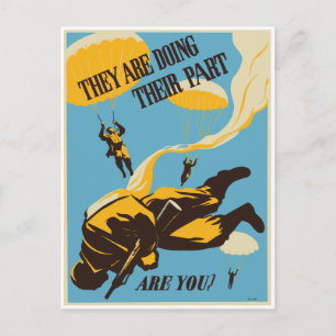 WWII Vintage Paratrooper Postcard