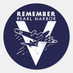 WWII White Remember Pearl Harbour Classic Round Sticker