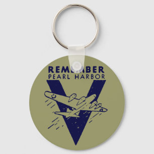 WWII White Remember Pearl Harbour Key Ring
