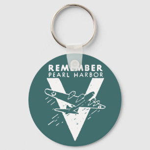 WWII White Remember Pearl Harbour Key Ring