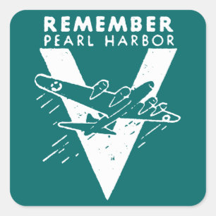 WWII White Remember Pearl Harbour Square Sticker