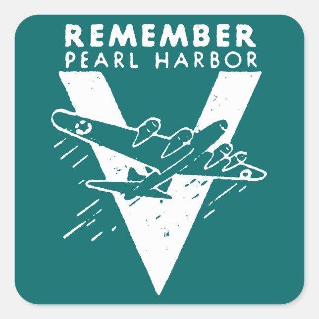 WWII White Remember Pearl Harbour Square Sticker (Front)
