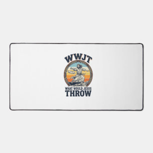 WWJT What Would Jesus Throw Vintage Disc Shirt_1 Desk Mat