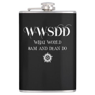 WWSDD Quote Design with Pentagram Sun Symbol Hip Flask