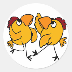 WX- Dancing Chicken Cartoon Classic Round Sticker