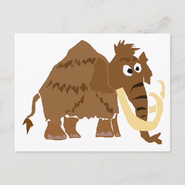 WX- Funny Woolly Mammoth Primitive Art Postcard (Front)