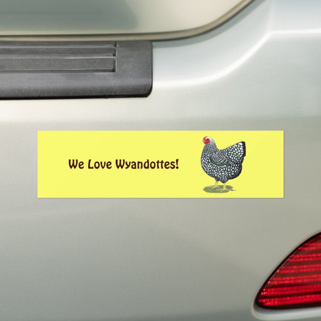 Wyandotte:  Silver-laced Hen Bumper Sticker (On Car)