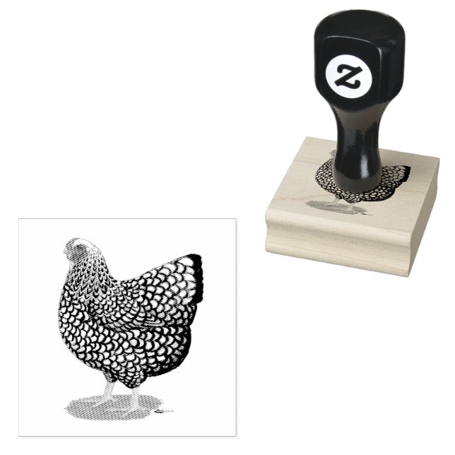 Wyandotte:  Silver-laced Hen Rubber Stamp (Stamped)