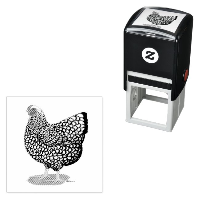 Wyandotte:  Silver-laced Hen Self-inking Stamp (In Situ)