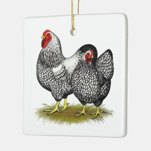 Wyandotte:  Silver Pair Ceramic Ornament