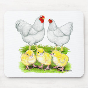 Wyandotte White Chicken Family Mouse Pad