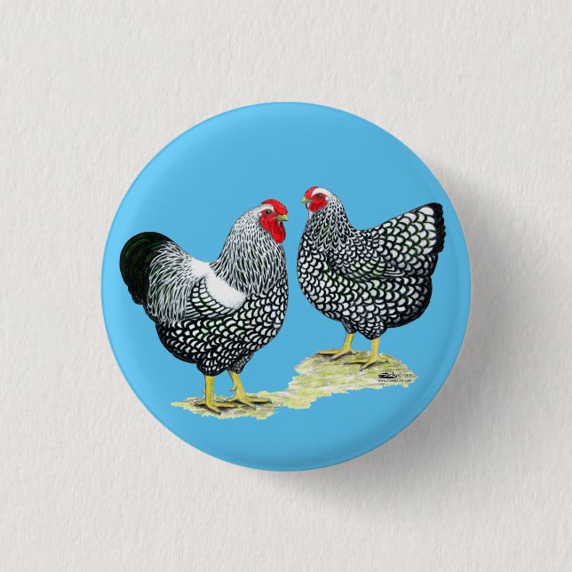 Wyandottes Silver-laced Pair 3 Cm Round Badge (Front)