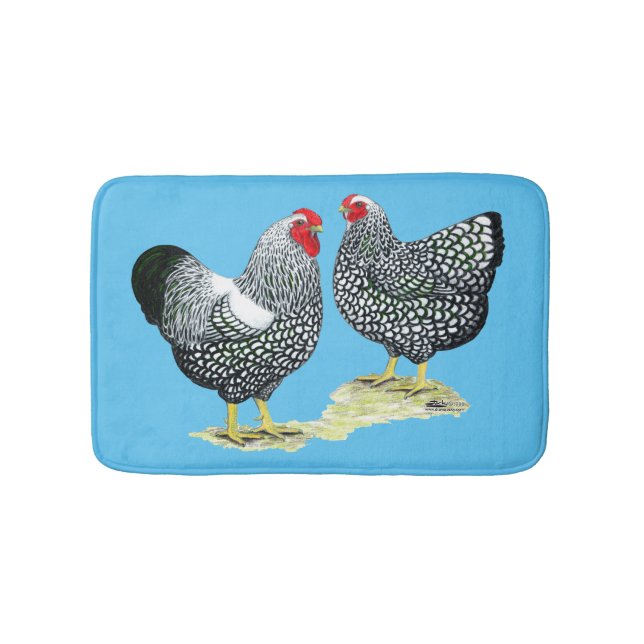 Wyandottes Silver-laced Pair Bath Mat (Front)