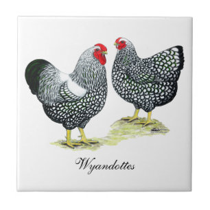 Wyandottes Silver-laced Pair Ceramic Tile