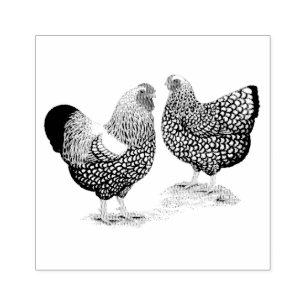 Wyandottes Silver-laced Pair Rubber Stamp