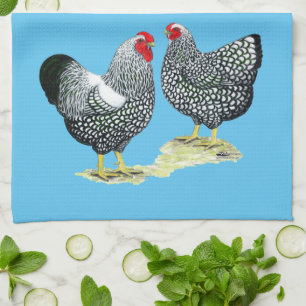 Wyandottes Silver-laced Pair Tea Towel
