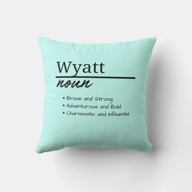 Wyatt, Boy Personalised Name Definition Cushion (Back)