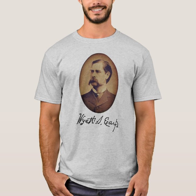Wyatt Earp Portrait and Signature T-Shirt (Front)