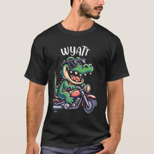 Wyatt Funny Alligator Motorcycle Design for Boys N T-Shirt