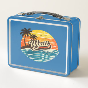 Wyatt Retro Sunset Name Design Metal Lunch Box