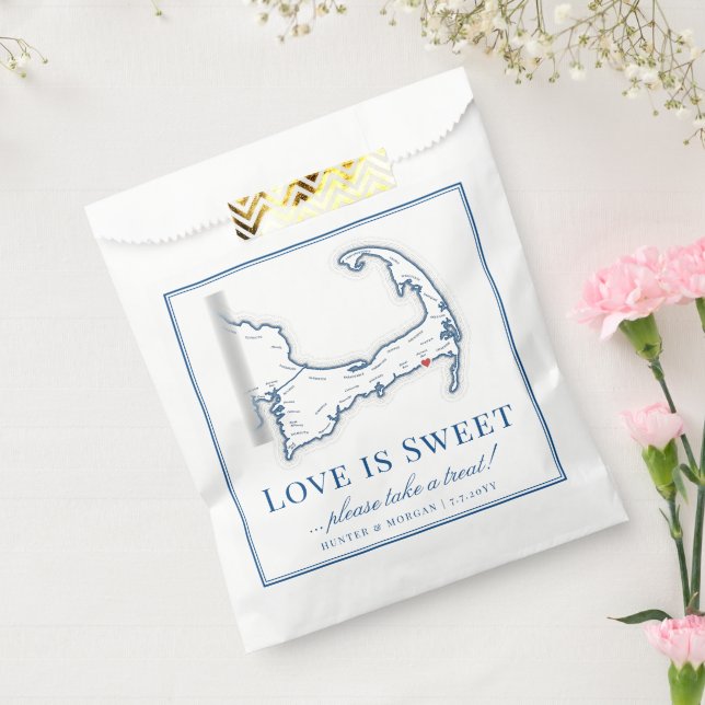 Wychmere Beach Club Cape Cod Map Wedding Favour Bag (Sealed)