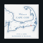 Wychmere Beach Club Destination Wedding Favour Magnet<br><div class="desc">Quick and Easy ordering! These Cape Cod map magnets make great Wychmere Beach Club wedding favours to include in your Harwich Port Cape Cod destination wedding welcome bags. Move the heart by clicking "Edit Using design tool" under "Personalise". Perfect for all the great wedding venues in on the Cape including...</div>