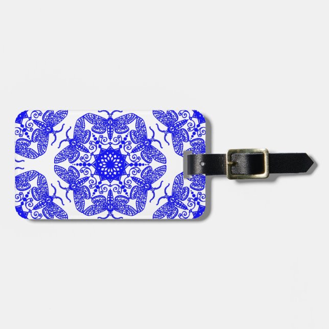 Wycinanka Moth Pattern Luggage Tag (Front Horizontal)