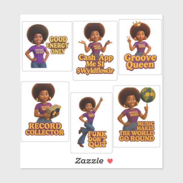 Wyldflow3r Music Love Stickers Set 1 (6Pack) (Sheet)