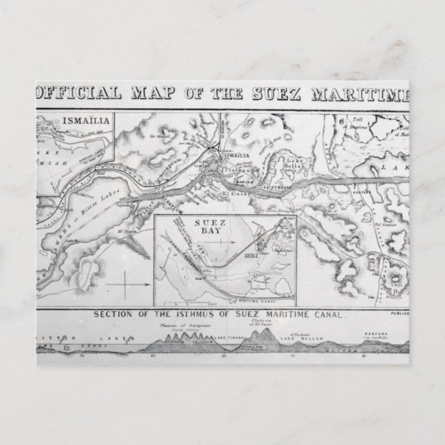 Wyld's Official Map of the Suez Maritime Canal Postcard (Front)