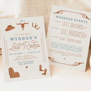 WYNONA Bohemian Last Rodeo Cowgirl Bachelorette Invitation