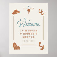 WYNONA Orange Blue Cowboy Couples Shower Welcome