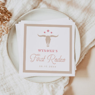 WYNONA Pink Cowgirl First Rodeo Birthday Party Napkin