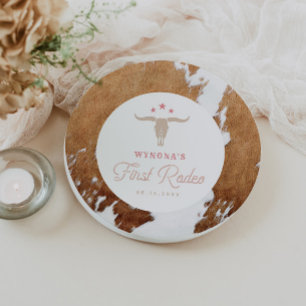 WYNONA Pink Cowgirl First Rodeo Birthday Party Paper Plate