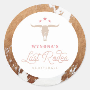 WYNONA Pink Cowgirl Last Rodeo Bachelorette Classic Round Sticker
