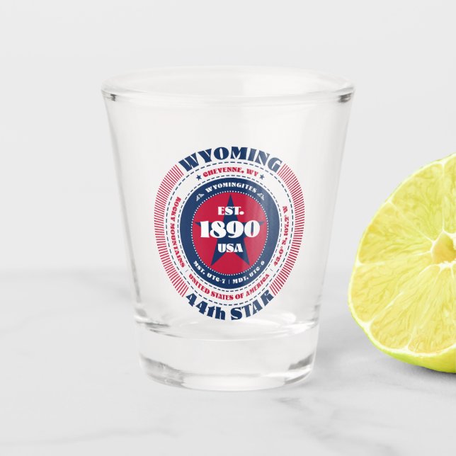 Wyoming 44th Star Patriotic Shot glass (Front)