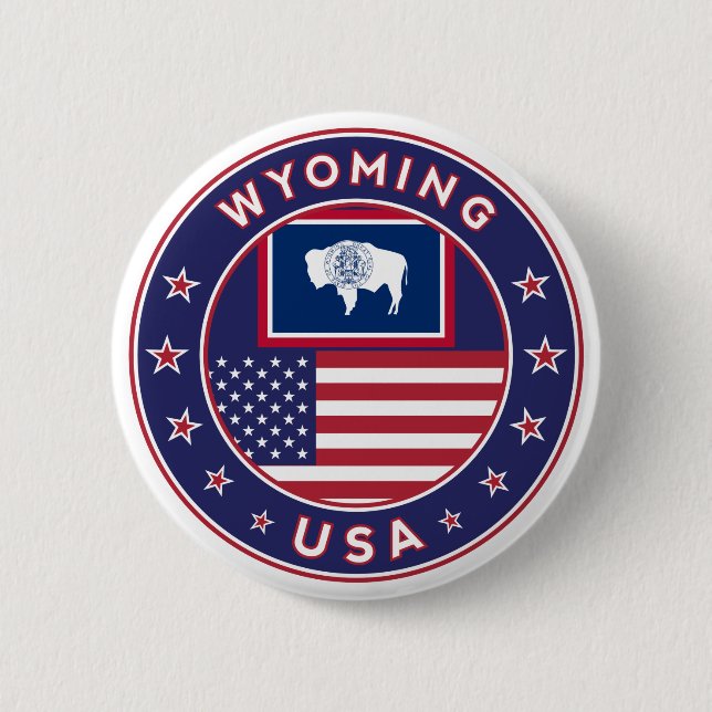 Wyoming 6 Cm Round Badge (Front)