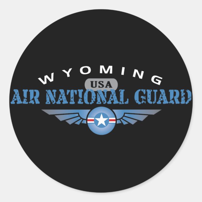 Wyoming Air National Guard Classic Round Sticker (Front)