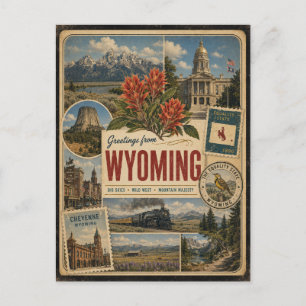 Wyoming Authentic Vintage Style Postcard