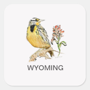 Wyoming bird flower square sticker
