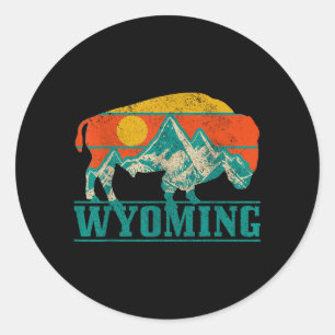 Wyoming Bison American Buffalo Vintage Mountains Classic Round Sticker