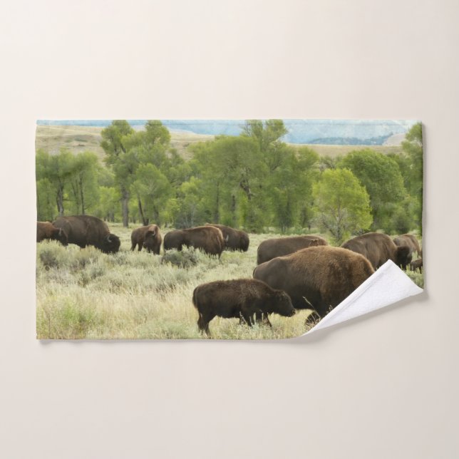 Wyoming Bison Nature Animal Photography Hand Towel (Hand Towel)