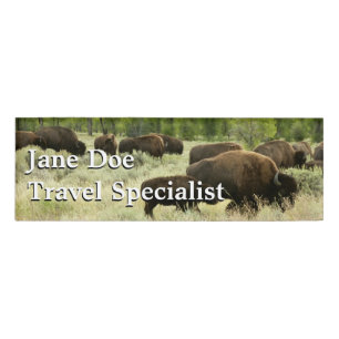 Wyoming Bison Nature Animal Photography Name Tag