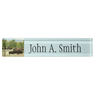 Wyoming Bison Nature Animal Photography Nameplate