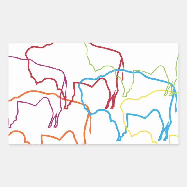 wyoming bison pride blur rectangular sticker (Front)