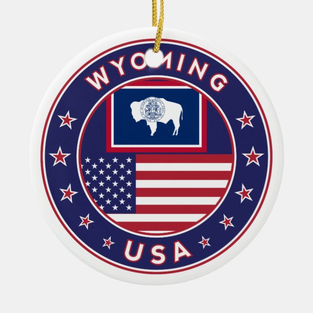 Wyoming Ceramic Ornament (Front)